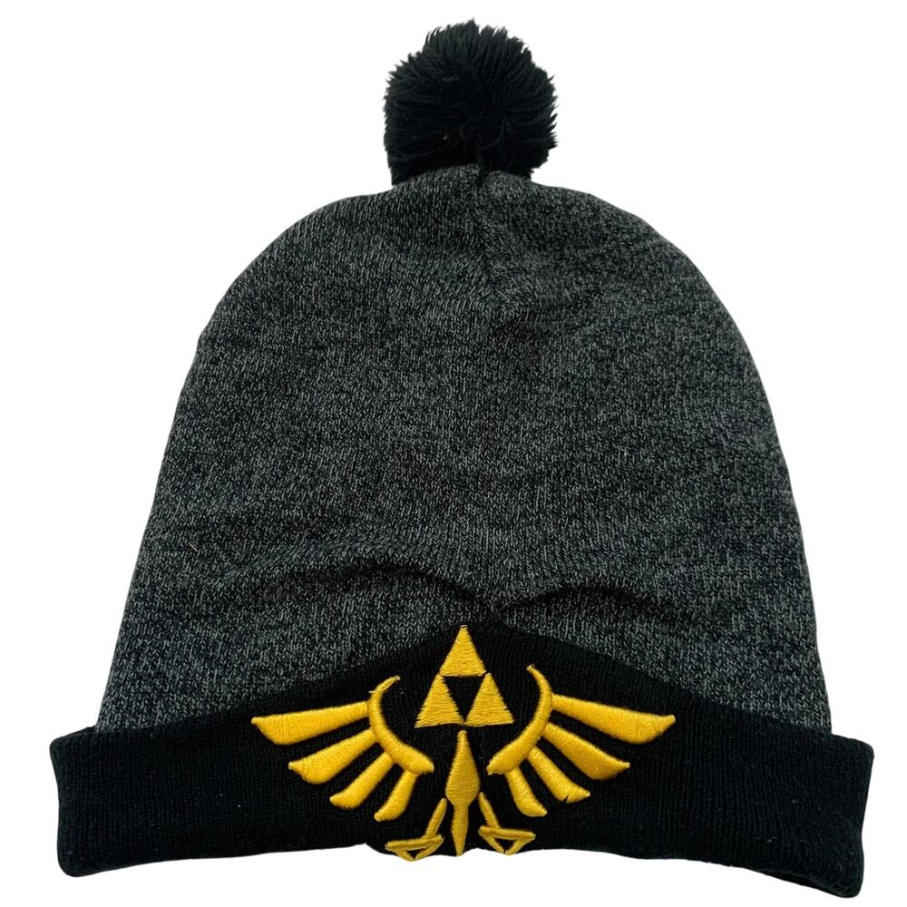 Bioworld Legend of Zelda Beanie Triforce Crest Gold Black Gray Taboggan Embroid